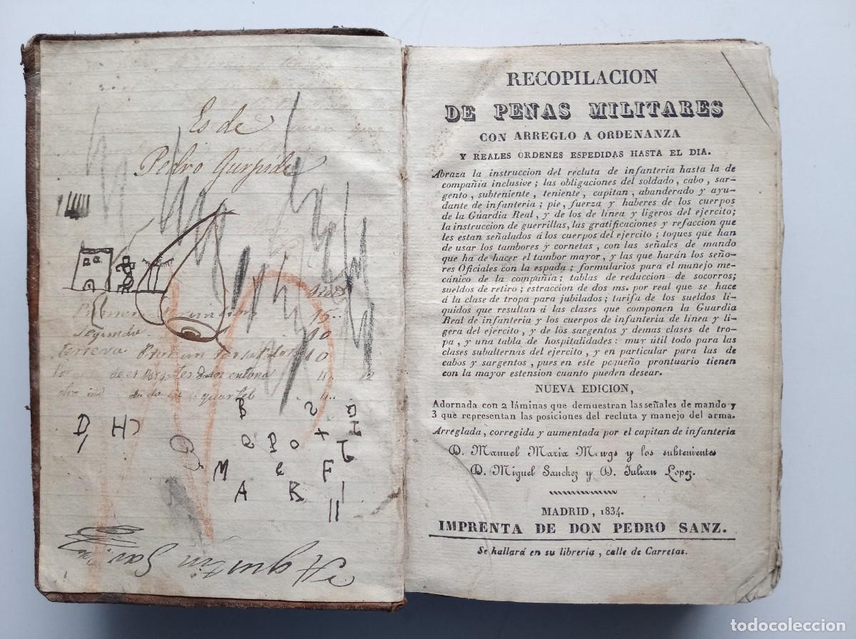 Militaria: RECOPILACI&Oacute;N DE PENAS MILITARES. MADRID 1832. IMPRENTA DE DON PEDRO SANZ.
