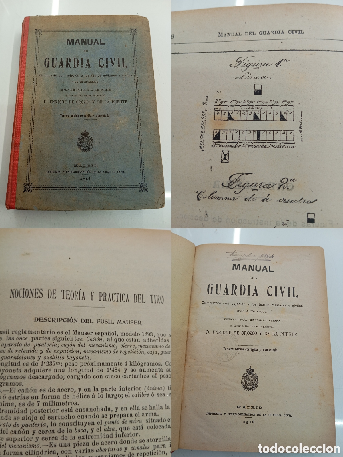 Militaria: 1916 MANUAL DEL GUARDIA CIVIL ENRIQUE DE OROZCO Y DE LA PUENTE 3&ordf; EDICION TEXTOS MILITARES CUERPO