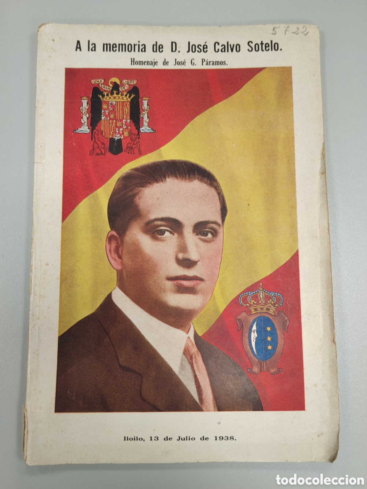 Militaria: Libro guerra civil homenaje a calvo Sotelo editado en Filipinas.1938.falange exterior.iloilo.accion