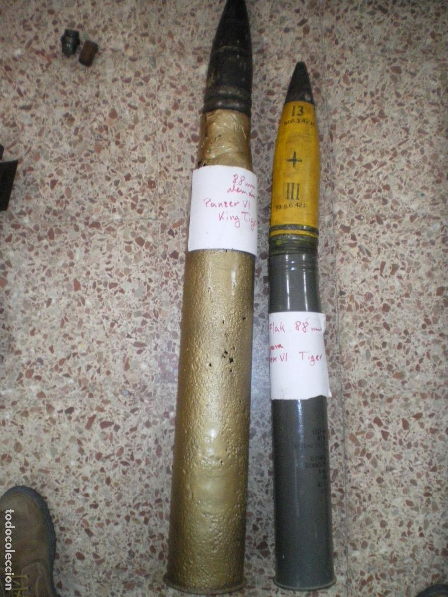 Militaria: DISPARO GRANADA 88MM KWK 43 PARA PANZER VI, TIGRE REAL, SEGUNDA GUERRA MUNDIAL, INERTE