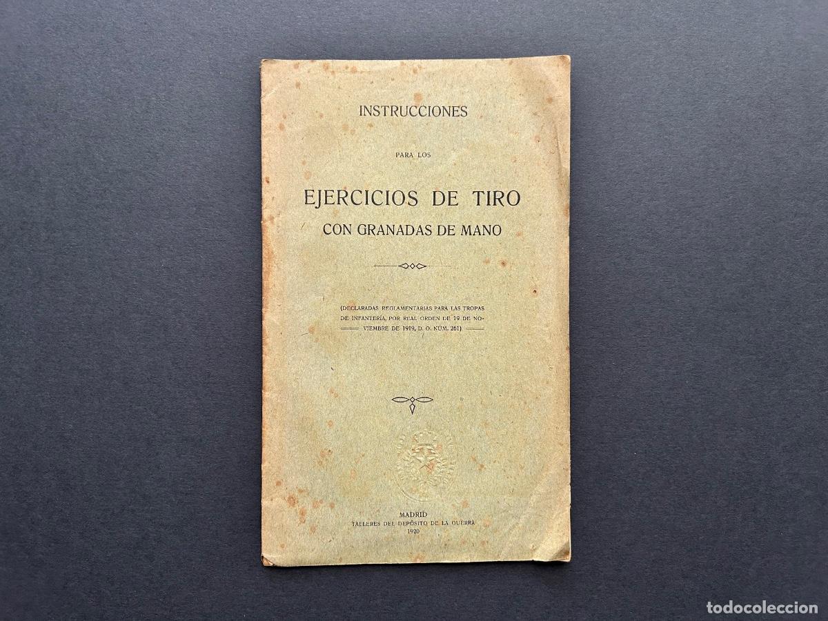 Militaria: Instrucciones de ejercicios de tiro de granada de mano, 1920, con dibujos