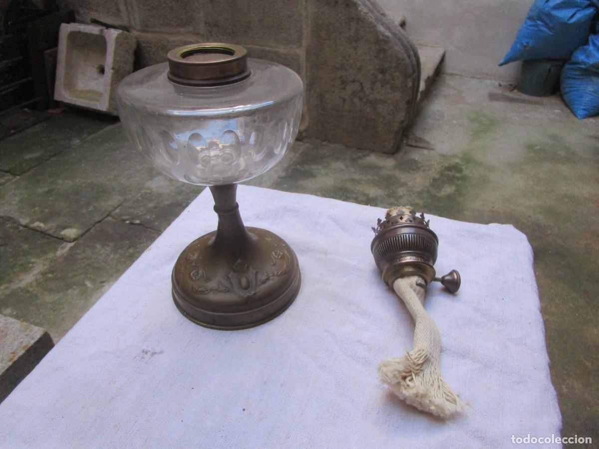 Militaria: ANTIGUO QUINQUE FINALES XIX - SOBREMESA Y MANO (SIN TULIPA) EN METAL 31CM 14 DI&Aacute;METRO DEL VASO 1,2KG