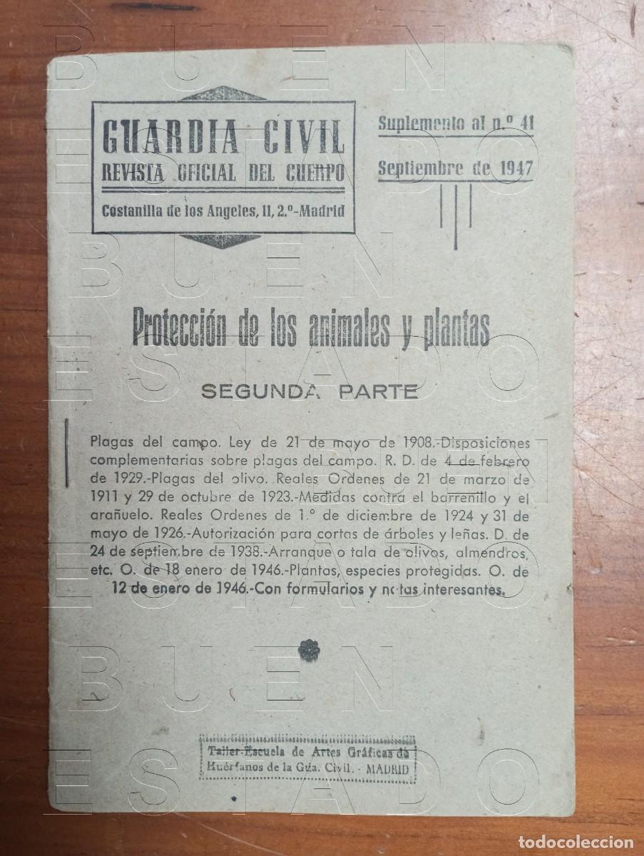 Militaria: GUARDIA CIVIL PROTECCION DE ANIMALES Y PLANTAS FOLLETO 1947 32 PGS U33
