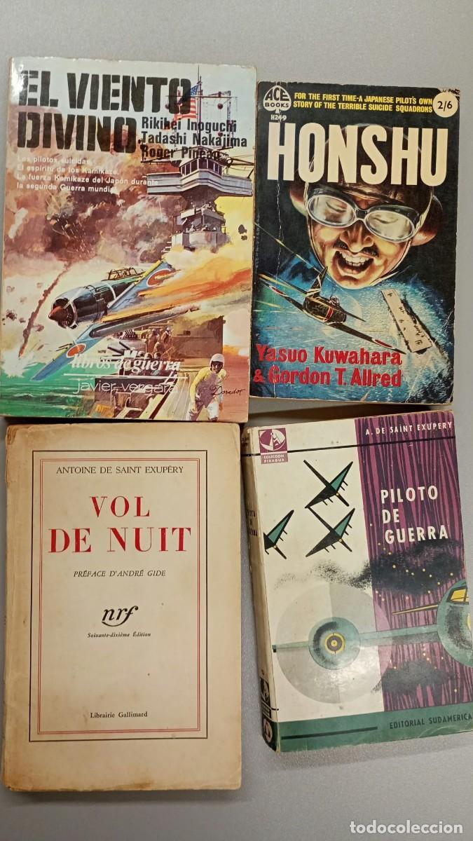 Militaria: Lote de 4 libros aviaci&oacute;n: Inoguchi, Honshu, Saint Exup&eacute;ry