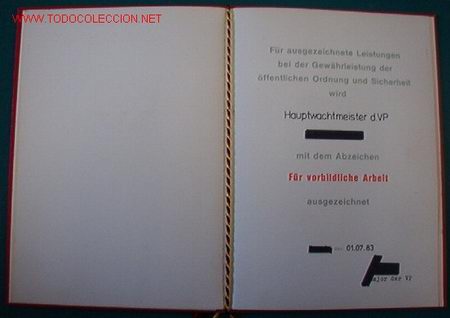 Militaria: Concesi&oacute;n de medalla de la RDA. - Foto 1
