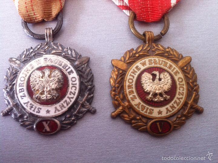 Militaria: Lote 2 Medallas Fuerzas Armadas al Servicio de la Patria Polonia Comunista 5 y 10 A&ntilde;os