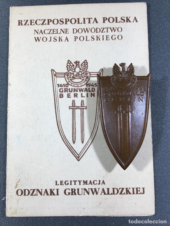 Militaria: Placa Grunwald Berlin 1410-1945 Victoria sobre Alemania Nazi con Documento Original Polonia WWII