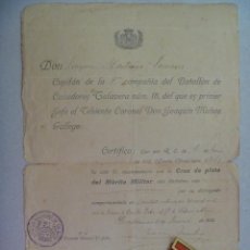 Militaria: GUERRA AFRICA : CONCESION MEDALLA PLATA MERITO Y MEDALLA . BTON. CAZADORES TALAVERA. YHADUMEN, 1912. Lote 83736228
