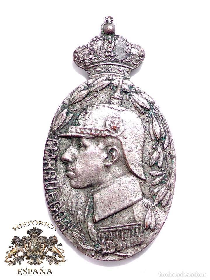 MEDALLA DE MARRUECOS - ALFONSO XIII, PRIMER MODELO, EJEMPLAR OFICIALES, METAL PLATEADO (Militar - Medallas Españolas Originales )