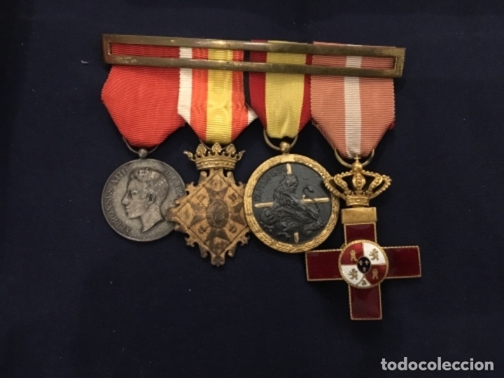 Military Antiques: Pasador cuatro condecoraciones &eacute;poca AXIII/Guerra Civil