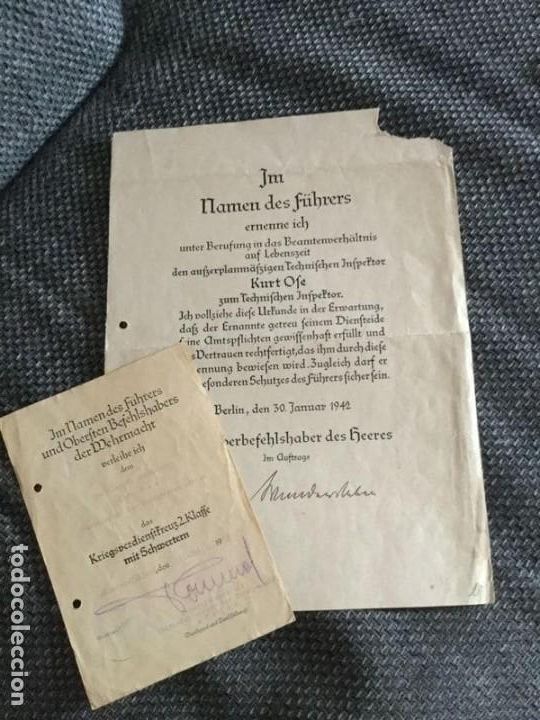 Militaria: DOCUMENTO ROMMEL KVK 2 + INSIGNIA - Foto 1