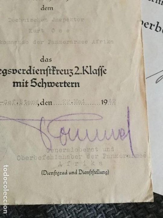 Militaria: DOCUMENTO ROMMEL KVK 2 + INSIGNIA - Foto 2