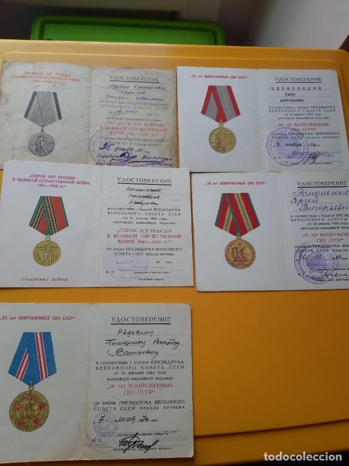 Militaria: WW2. URSS. LOTE DE 5 DOCUMENTOS DE CONCESI&Oacute;N - Foto 1