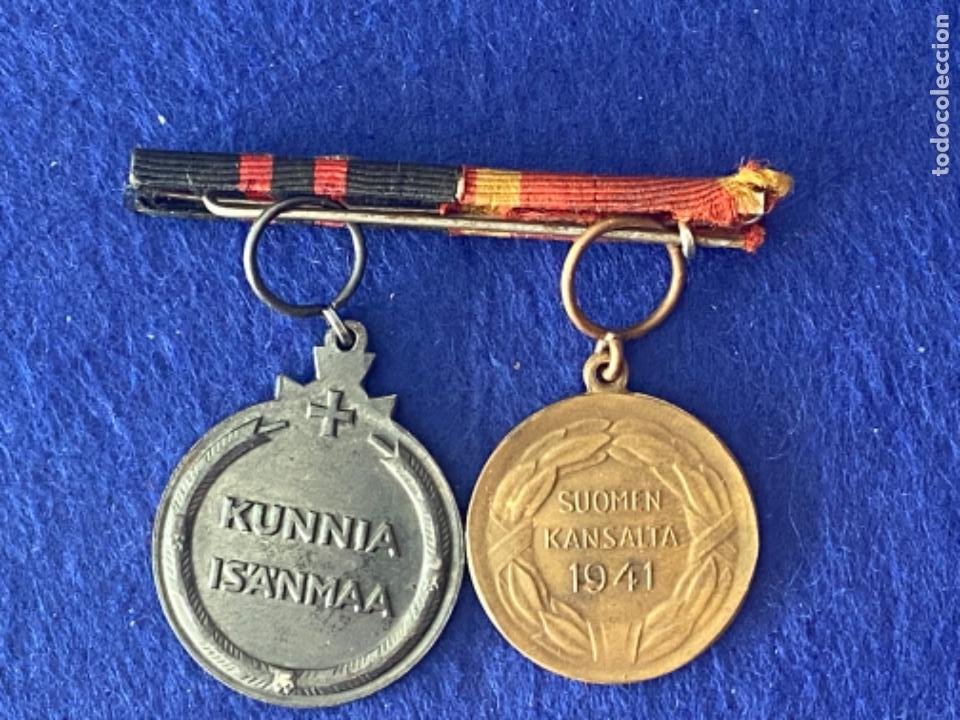 Militaria: Pasador original finlandia con dos medallas al mérito bronce y combate guerra invierno contra URSS - Foto 2 - 309555903
