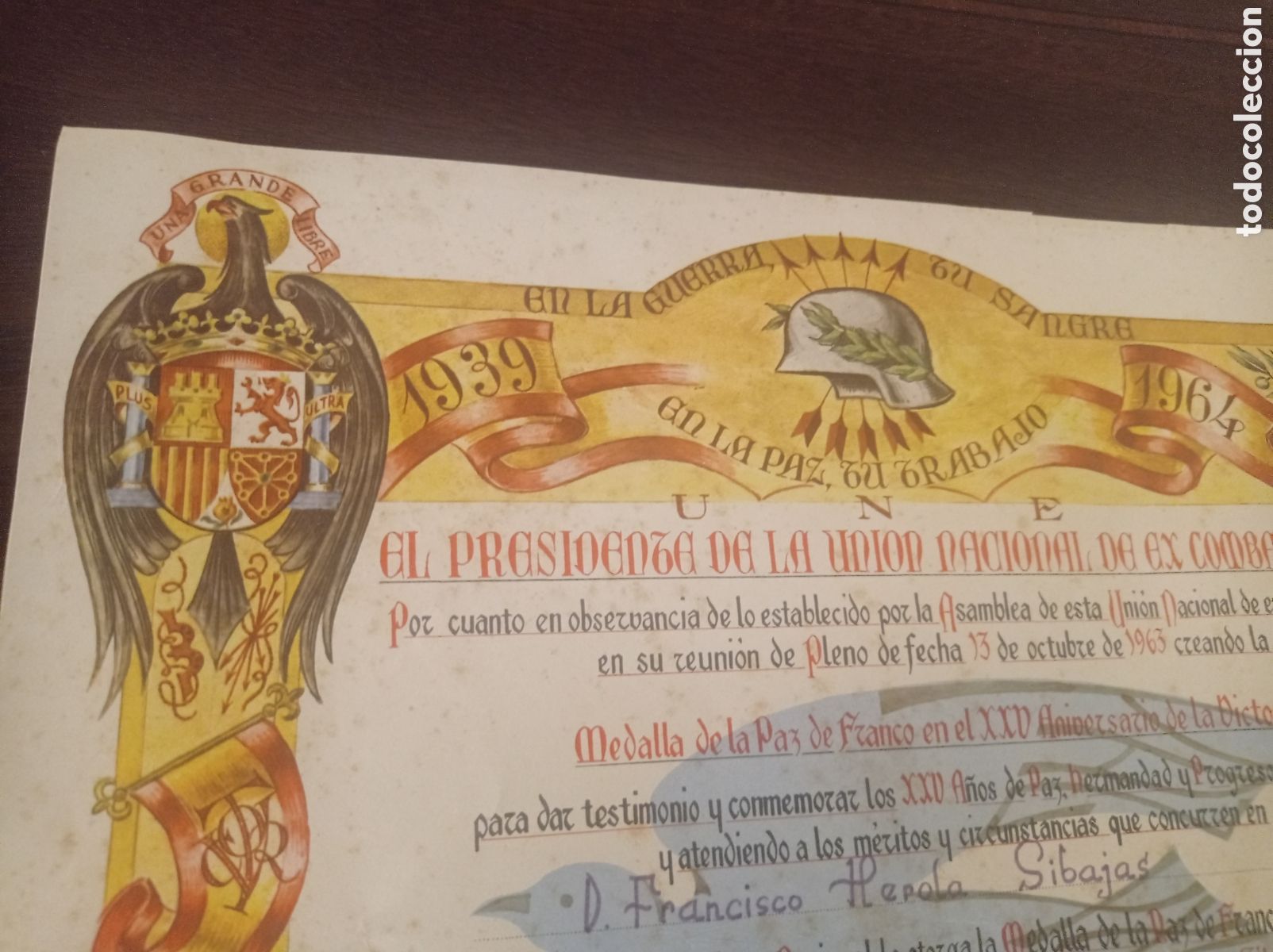 Militaria: CONCESION MEDALLA DE LA PAZ - Foto 2