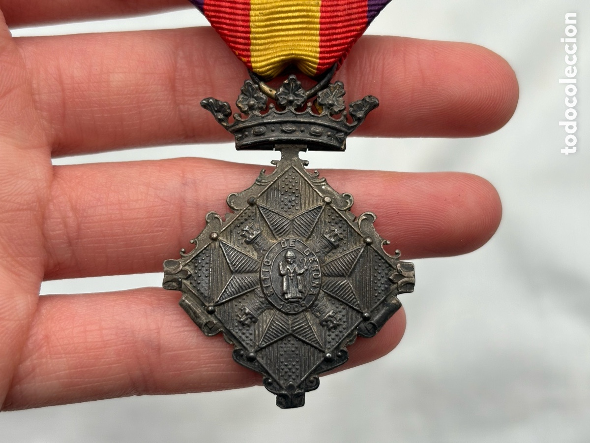 Militaria: MEDALLA CENTENARIO DEL SITIO DE GERONA 1809-1909 CATEGORIA PLATA - REBORDE MAS TRABAJADO