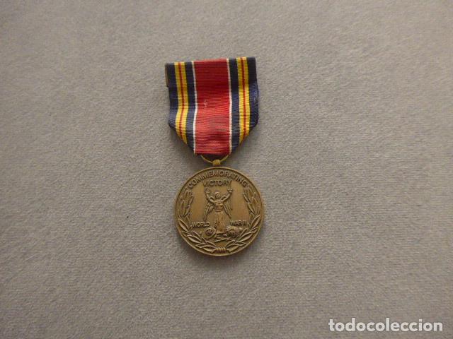 Militaria: Antigua medalla americana conmemorativa de la Victoria en la II Guerra Mundial, Estados Unidos