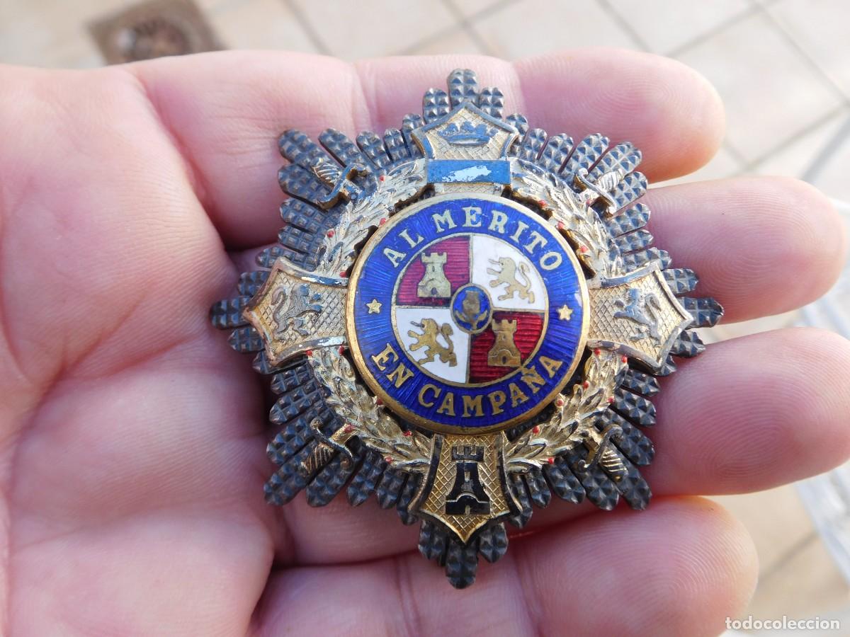 Militaria: Placa cruz de guerra al m&eacute;rito en campa&ntilde;a plata y esmaltes