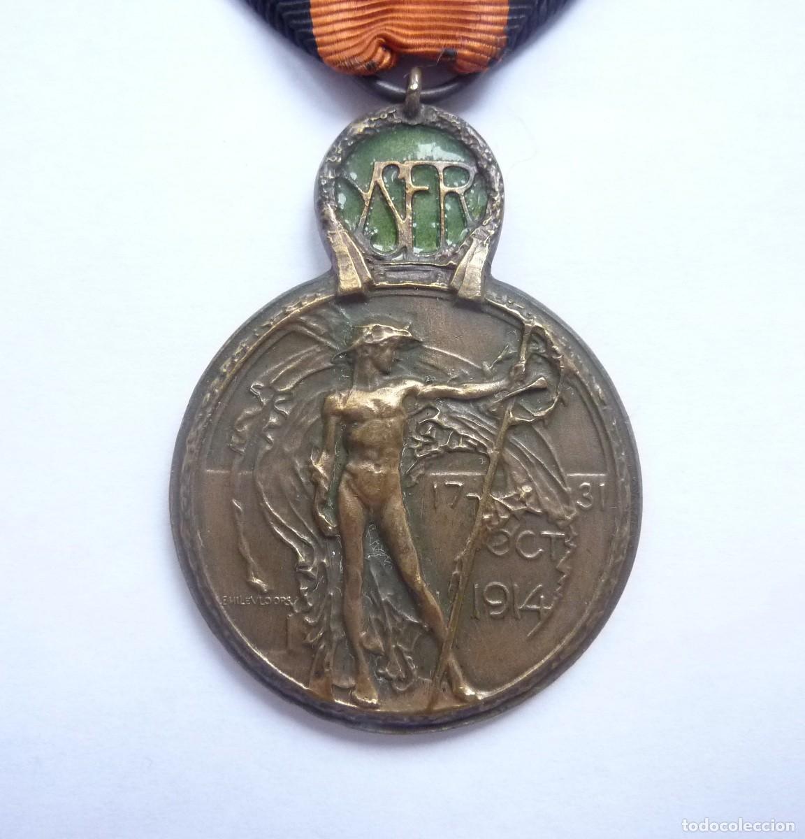 Militaria: B&eacute;lgica: Medalla de la Batalla de Yser (1914). Primera Guerra Mundial