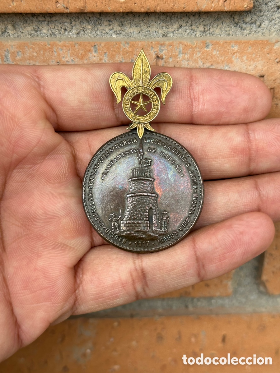 Militaria: ANTIGUA MEDALLA BOY SCOUTS EXPLORADORES DE ESPA&Ntilde;A 1917