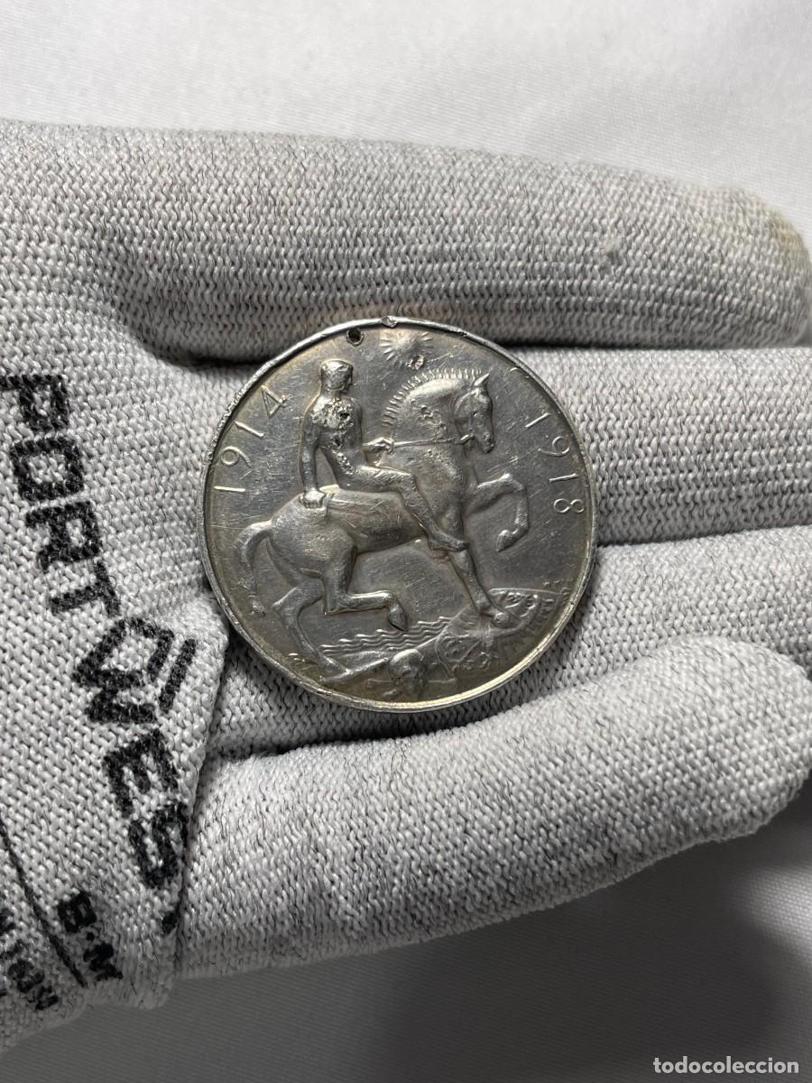 Militaria: Medalla Primera Guerra Mundial 1914-1918 George V plata original Reino Unido WW1