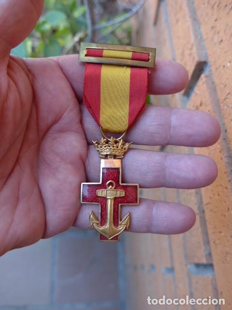 Militaria: MEDALLA CRUZ AL M&Eacute;RITO NAVAL DISTINTIVO ROJO EPOCA FRANCO