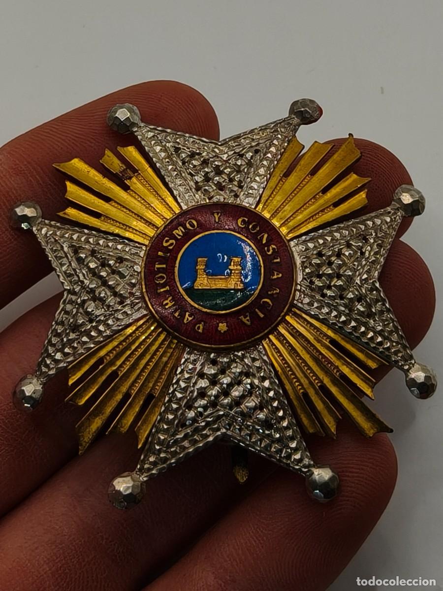 Militaria: Placa cruz orden de la Constancia de la Milicia Nacional.