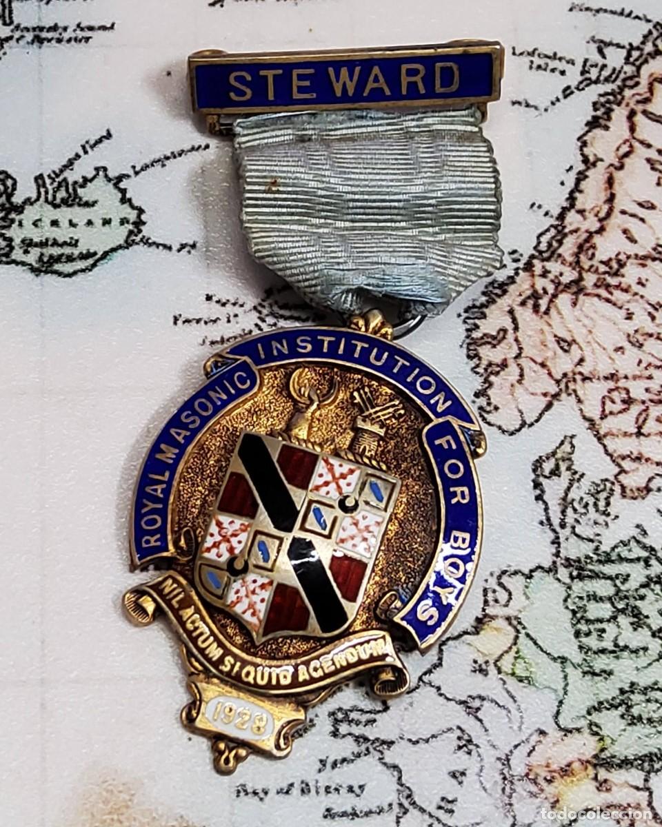 Militaria: MEDALLA MASONICA INGLESA PLATA MACIZA.FUNDACION STEWARD PARA CHICOS DE 1928 en su CAJITA ORIGINAL.