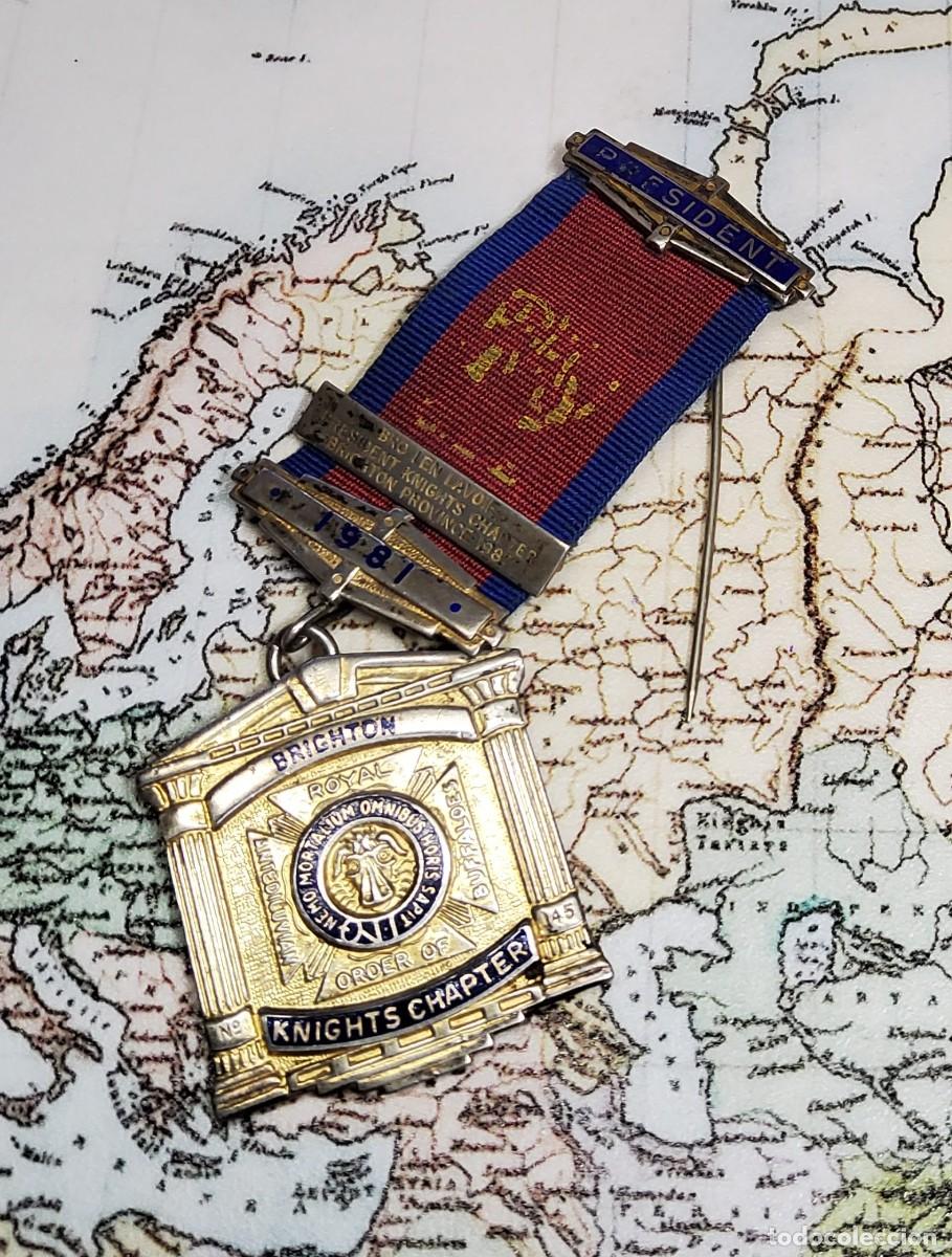 Militaria: MEDALLA MASONICA PLATA DE INGLATERRA.PRESIDENTE PROVINCIA BIRMINGHAM EN 1987.EXTRAORDINARIO ESTADO.