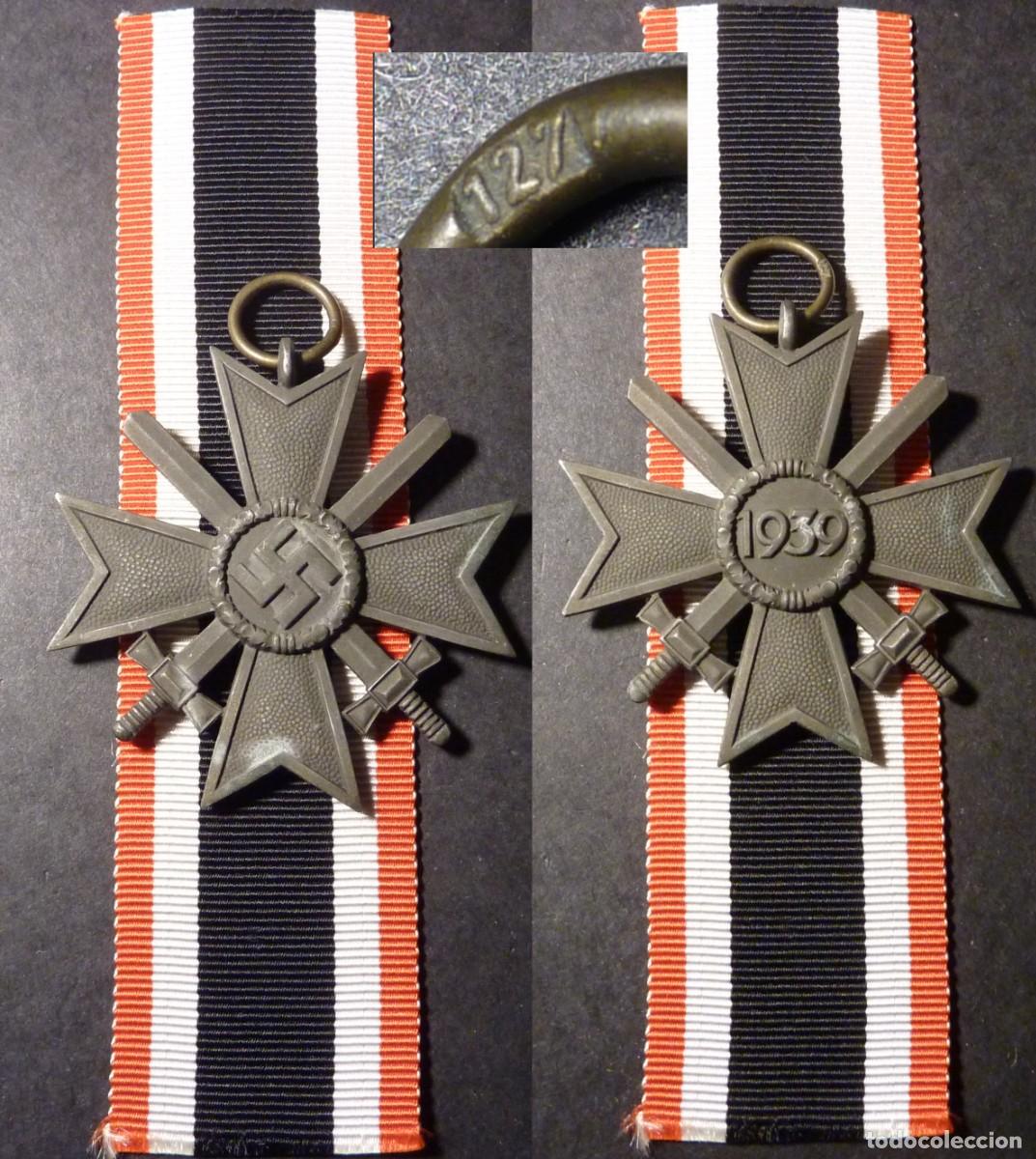 Militaria: Cruz al M&eacute;rito de Guerra de 2&ordf; Clase con Espadas KVK, firmado 127