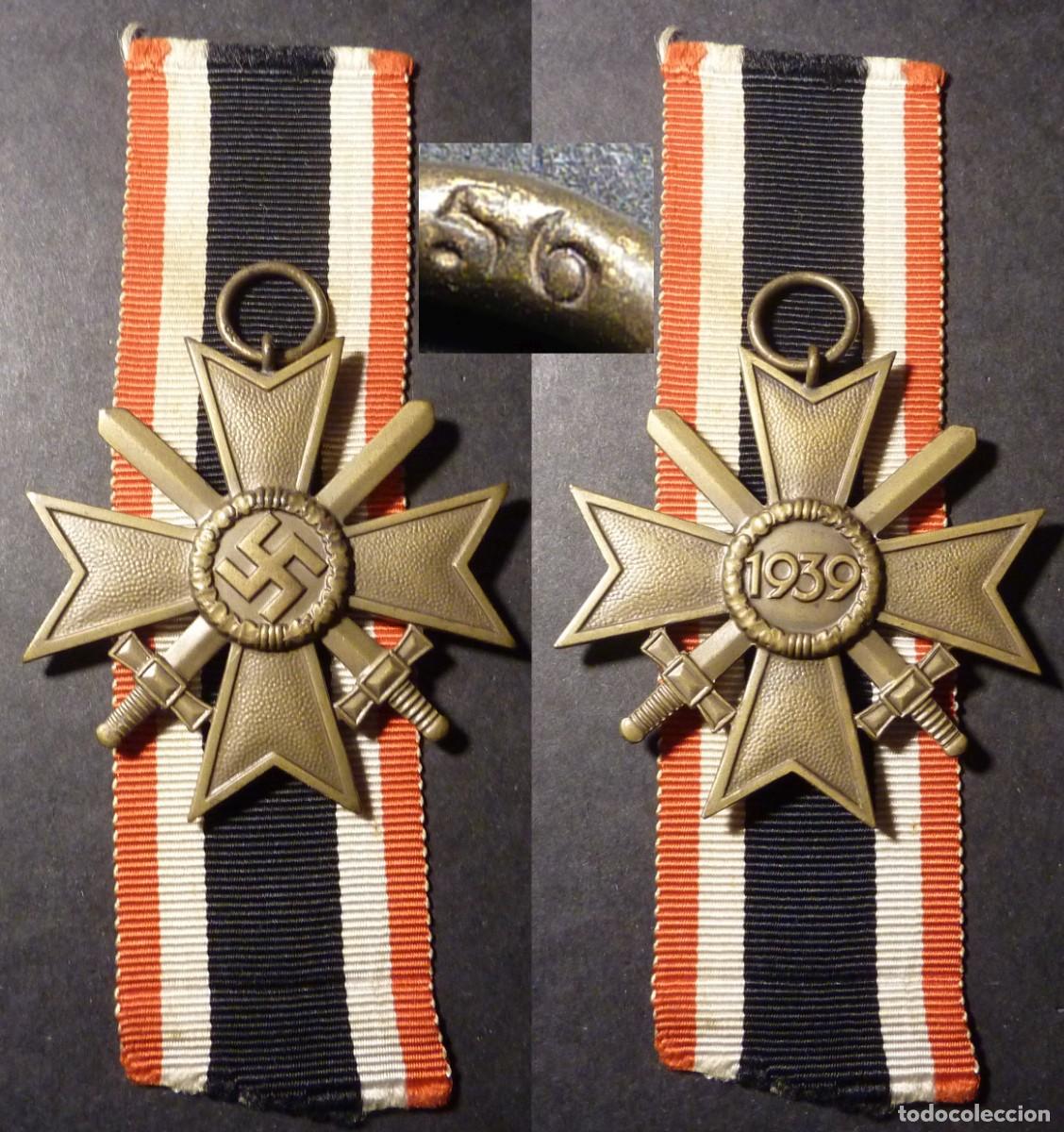 Militaria: Cruz al M&eacute;rito de Guerra de 2&ordf; Clase con Espadas KVK, firmado 56