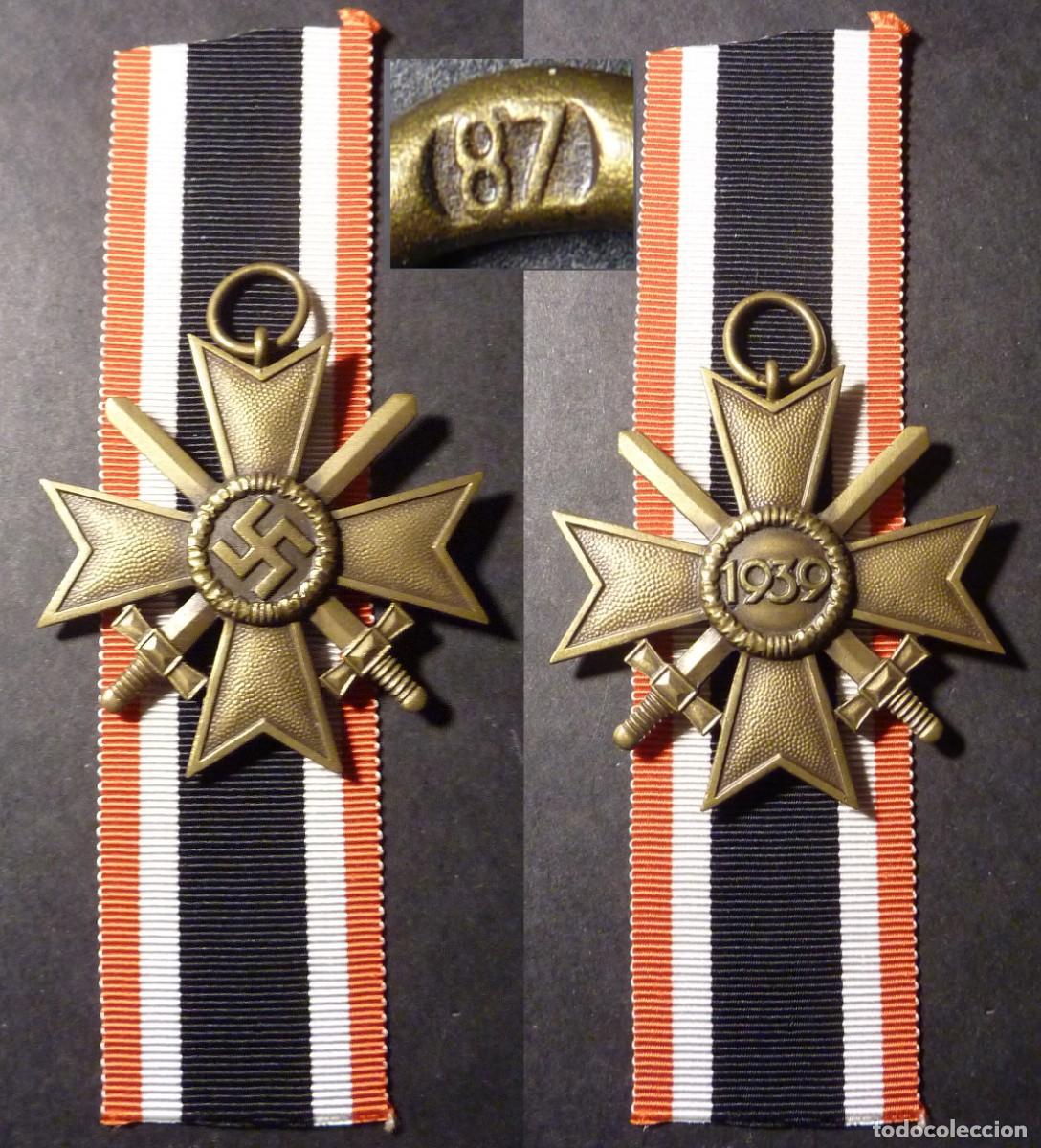 Militaria: Cruz al M&eacute;rito de Guerra de 2&ordf; Clase con Espadas KVK, firmado 87