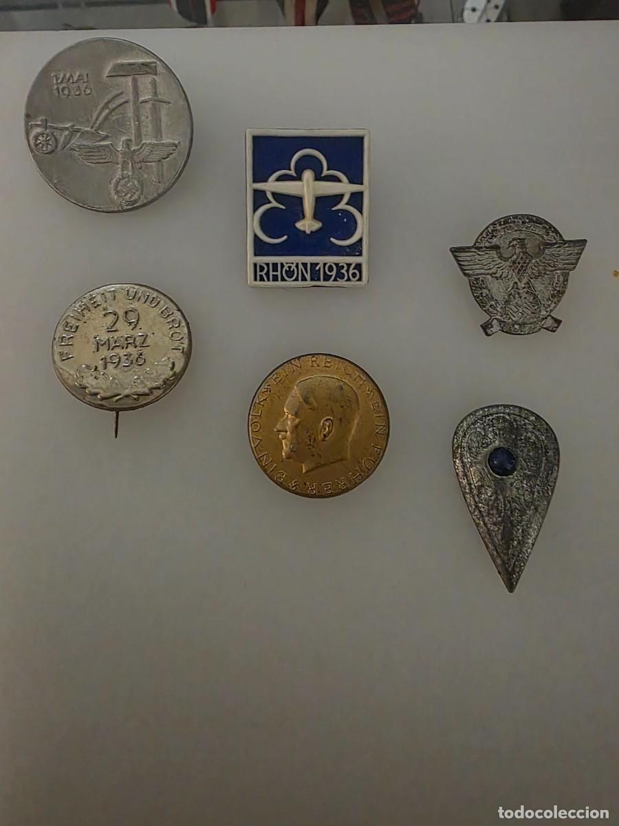 Militaria: Lote original de 6 insignias alemanas a&ntilde;os 30 &ndash; aviaci&oacute;n, Rh&ouml;n 1936 y eventos hist&oacute;ricos IIWW