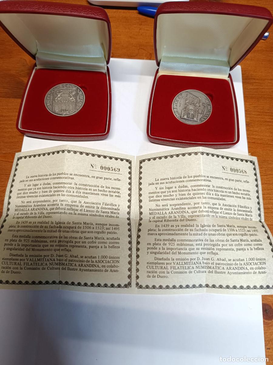 Militaria: Pareja correlativa Medallas Aranda de Duero 1985 Plata 925 N&ordm; 568 y 569 &ndash; Edici&oacute;n limitada 1000 uds