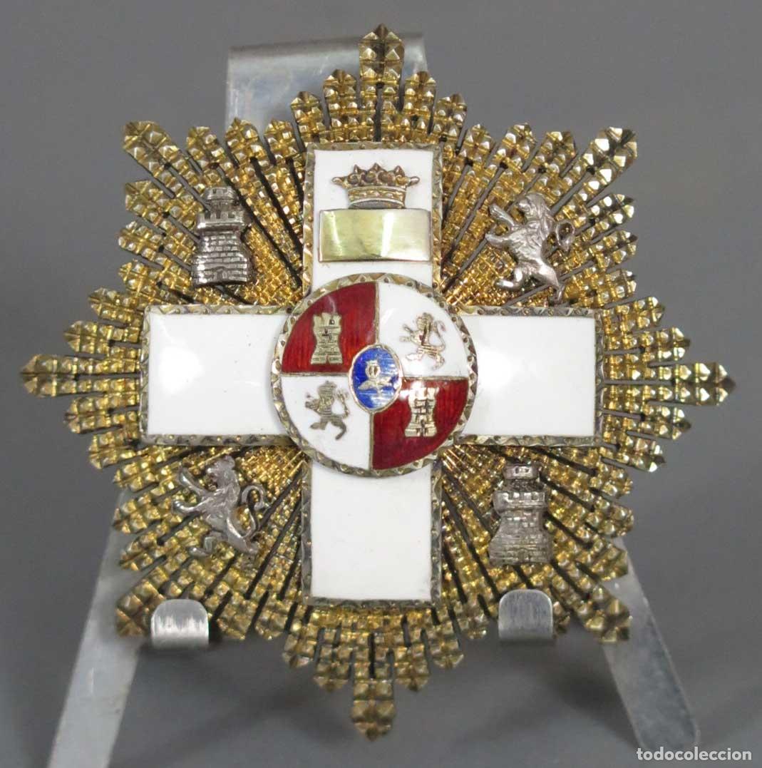 Militaria: PLACA. MERITO MILITAR. DISTINTIVO BLANCO. EPOCA DE FRANCO. PLATA Y ESMALTE. PUNZONADA