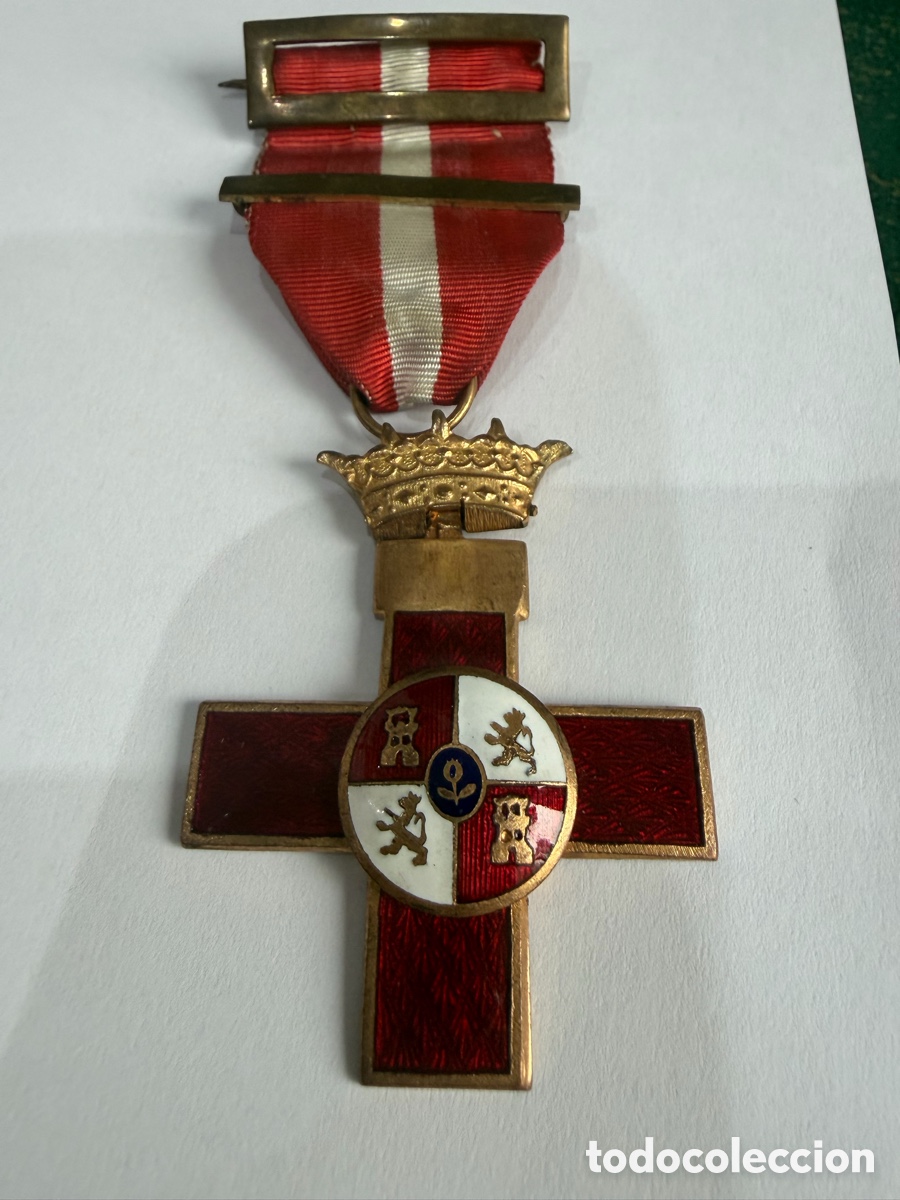 Militaria: Medalla cruz M&eacute;rito Militar distintivo Rojo con Repetici&oacute;n - &Eacute;poca de Franco