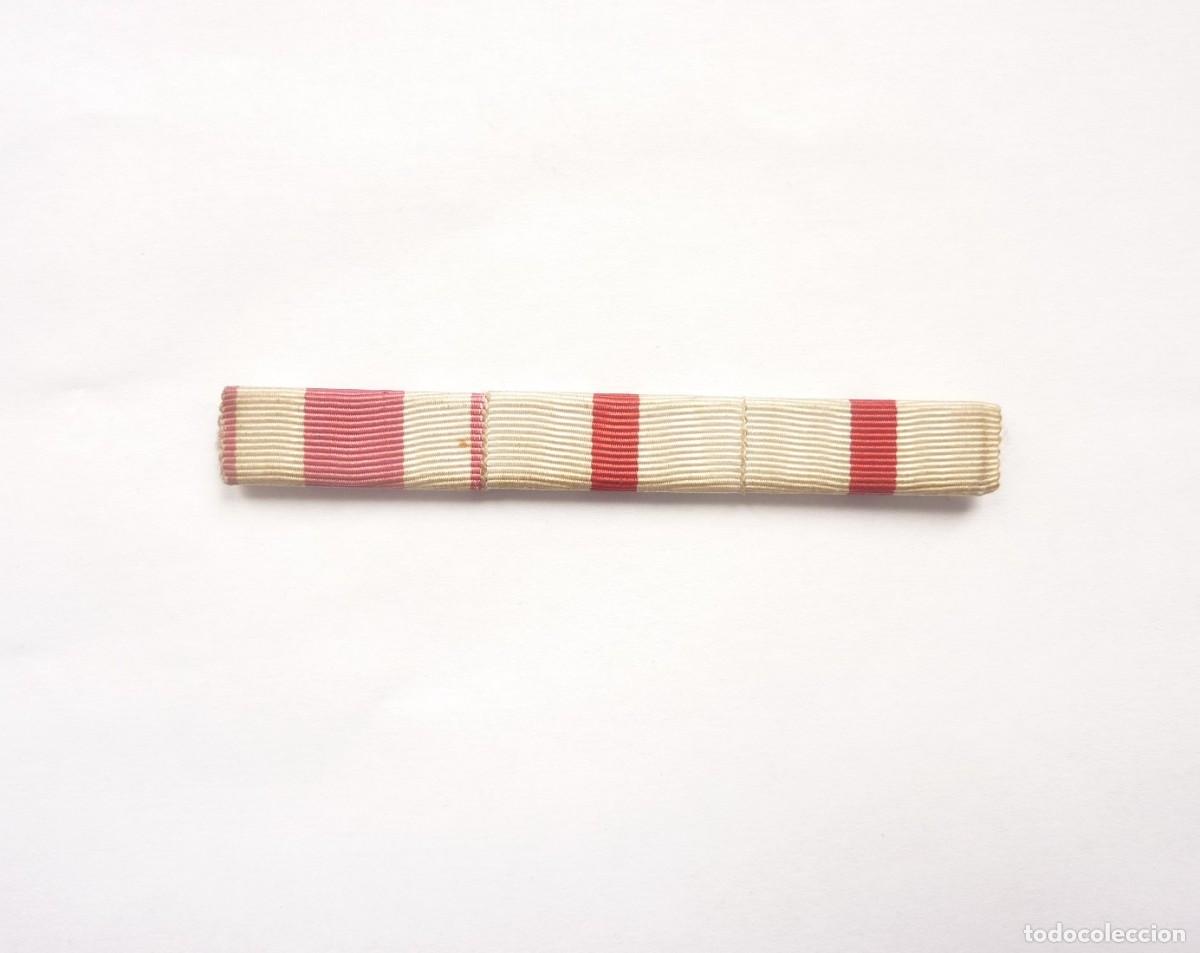 Military Antiques: Espa&ntilde;a Pasador diario 3 cintas: Orden San Hermenegildo y 2 Medallas M&eacute;rito Militar distintivo blanco