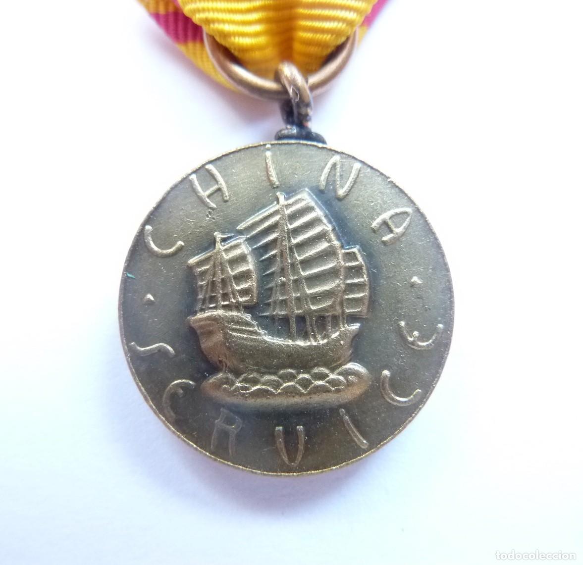 Militaria: Estados Unidos - EE.UU.: Miniatura medalla del servicio en China - Armada USA - China Service Medal