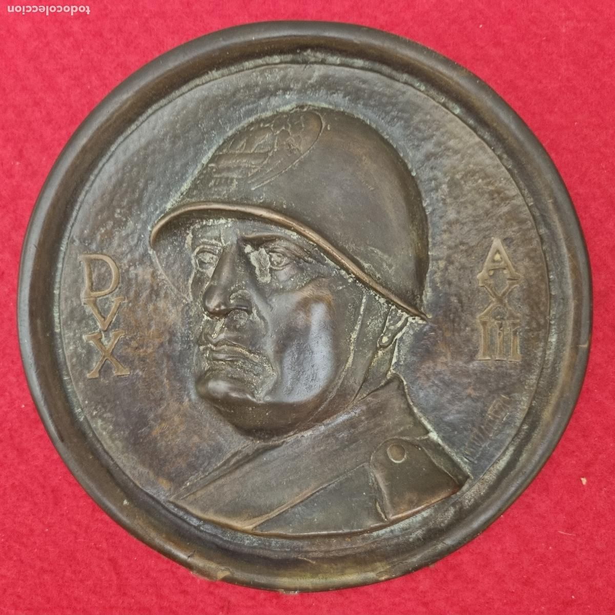 Militaria: PLACA O MEDALLON DE MUSOLINI GRANDE PESA CASI 1 KILO MIDE 18 CM. DUX AXIII ORIGINAL