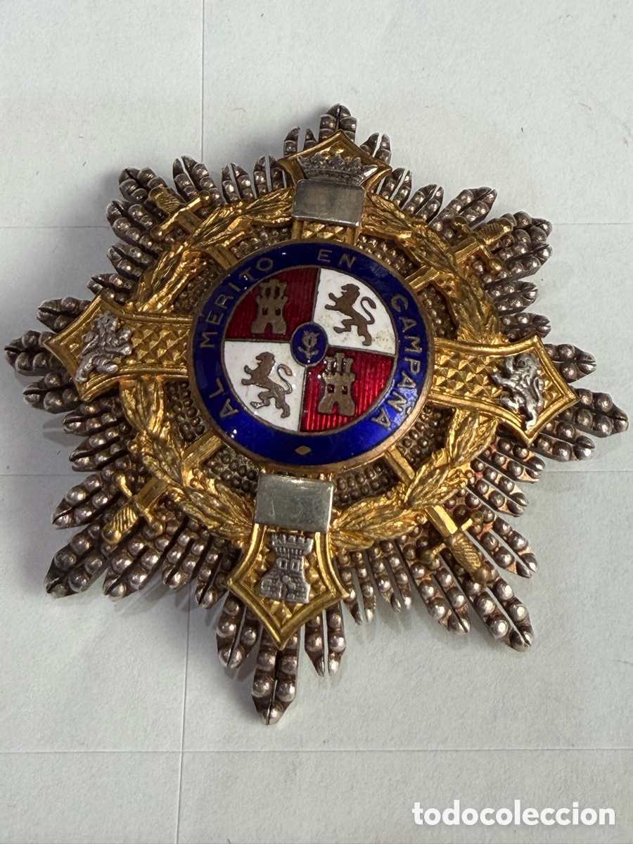Militaria: Placa Cruz de Guerra al M&eacute;rito en Campa&ntilde;a - con dos acciones - En Plata -