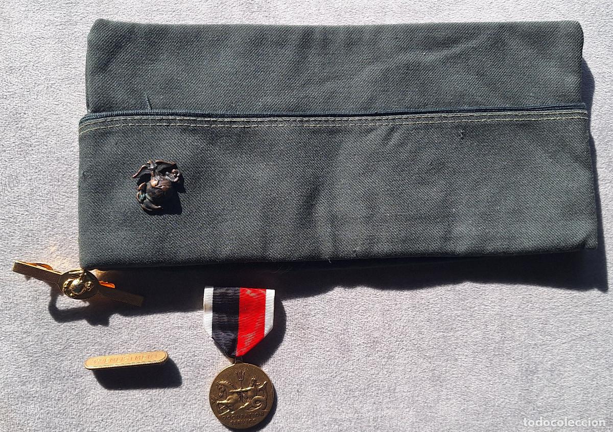 Militaria: lote de marine EEUU gorra garrison pisacorbata