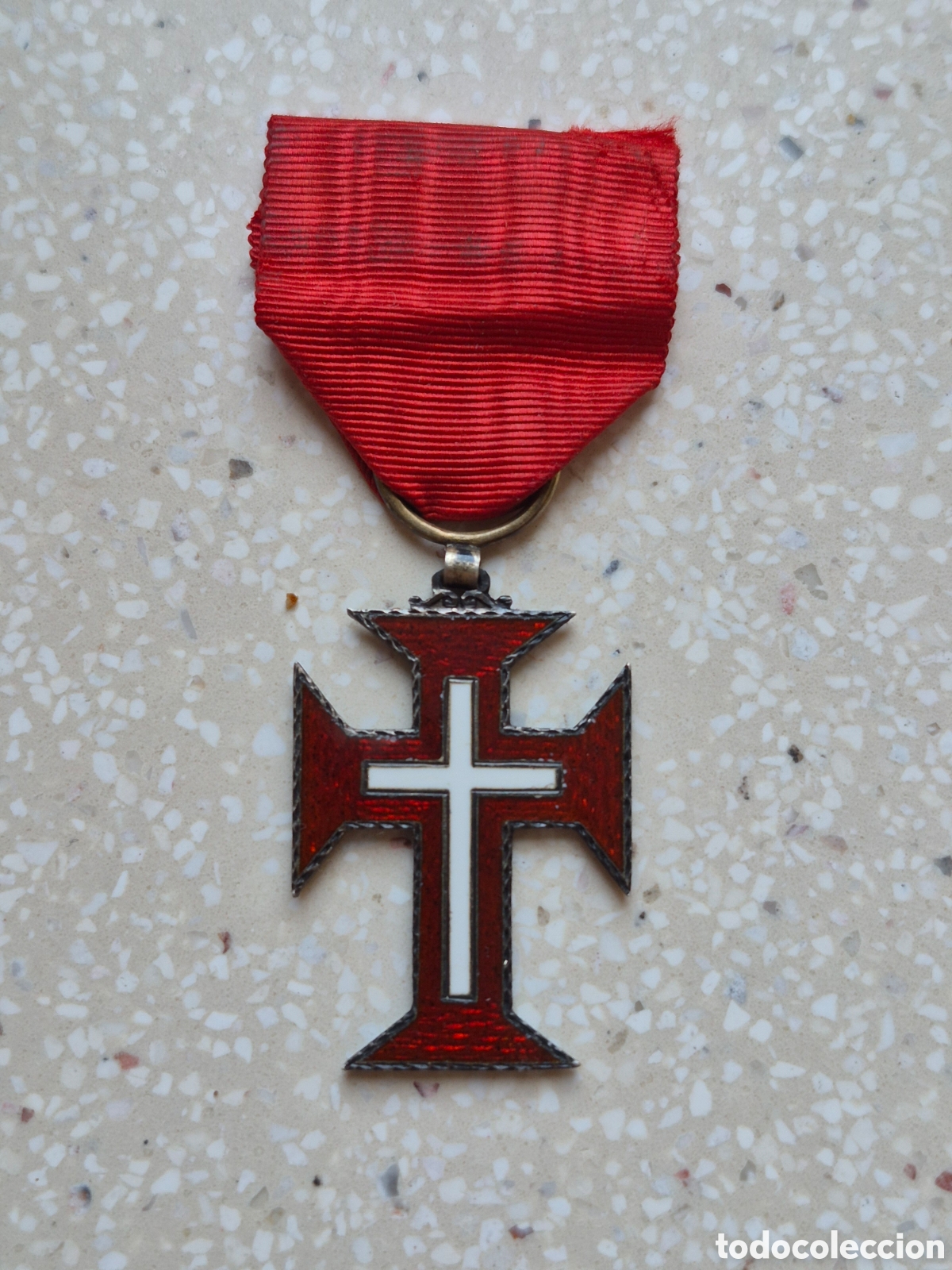 Militaria: Medalla Cruz Orden de Cristo de Portugal - Plata y Esmalte - 3,5 x 2,5 cm. - Antigua - EXCELENTE .