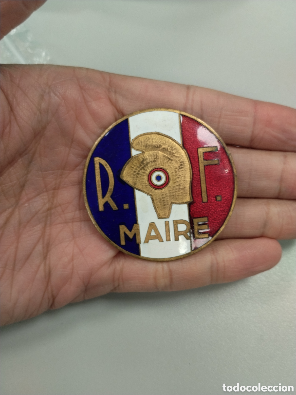 Militaria: Placa esmaltada republica francesa de alcalde.francia libre.guerra mundial.politico.concejal.