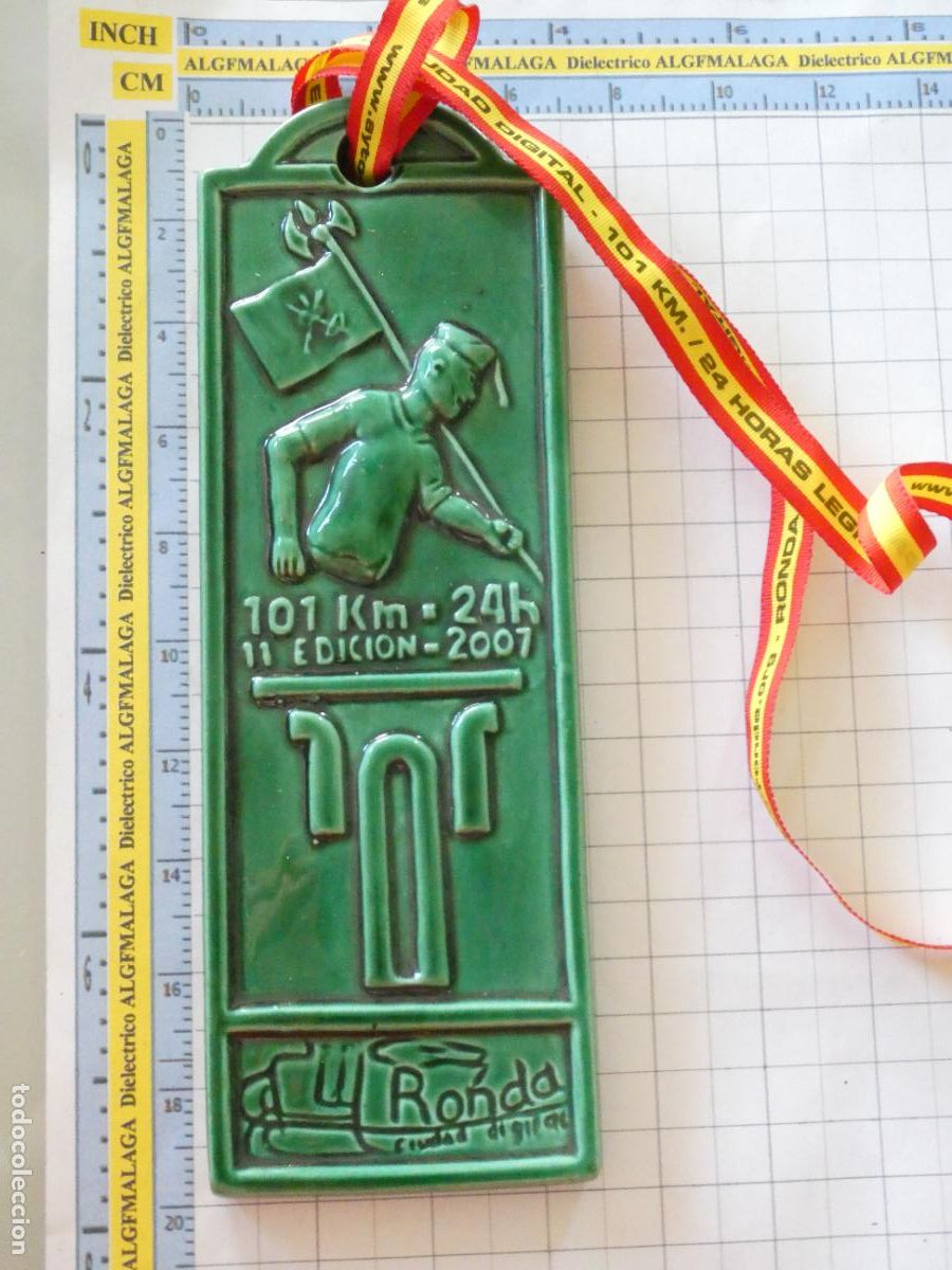 Militaria: MEDALLA DEPORTIVO MILITAR. LEGI&Oacute;N ESPA&Ntilde;OLA 101KM RONDA 2007 TRAIL MTB. LADRILLO FINISHER. 170GR