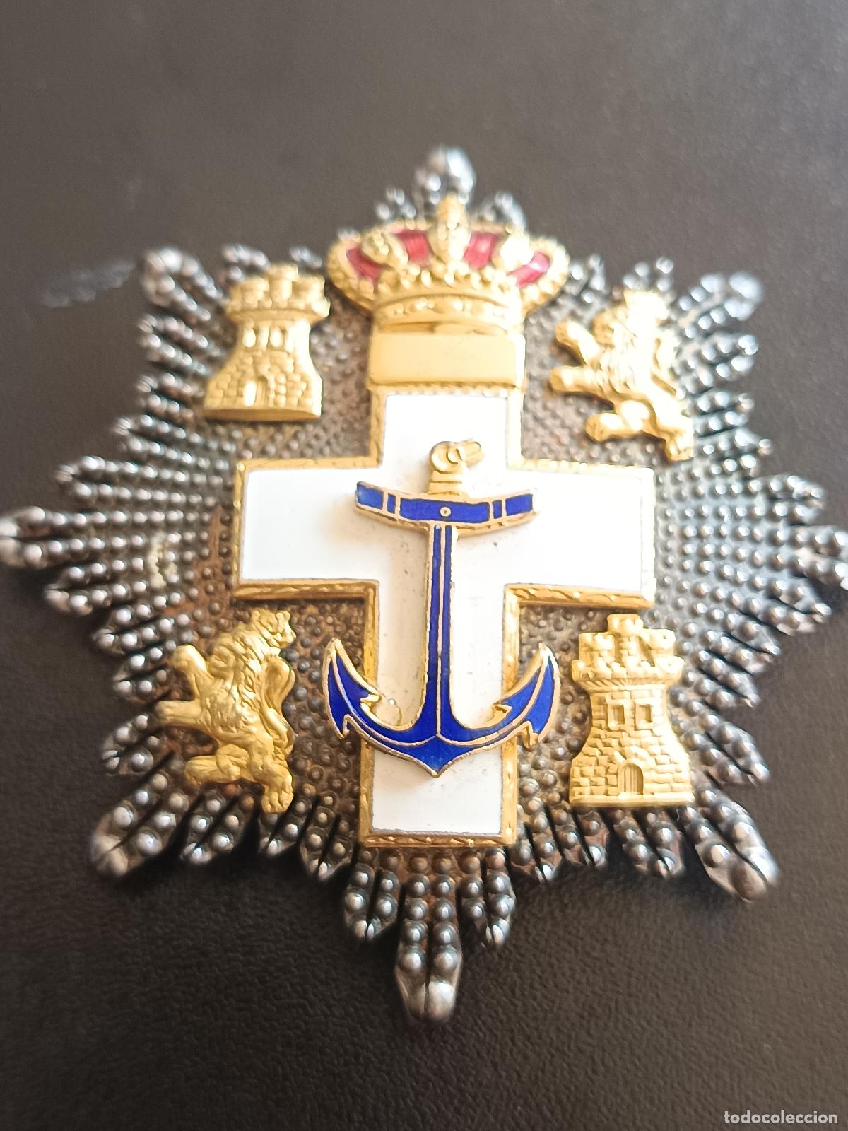 Militaria: GRAN PLACA ORDEN DEL MERITO NAVAL DISTINTIVO BLANCO, PLATA, BUEN ESTADO