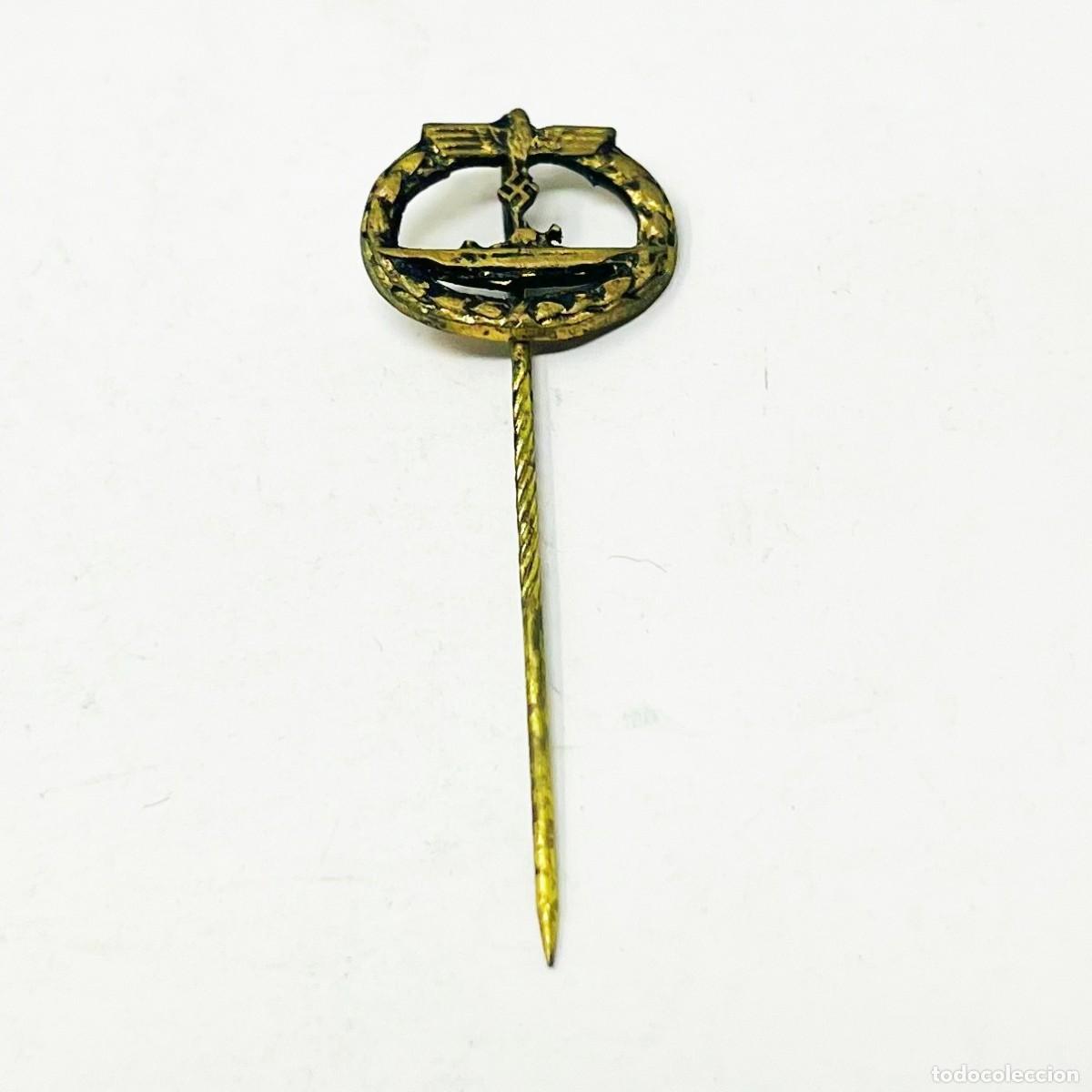 Militaria: Miniatura U-Boot-Kriegsabzeichen Stickpin Kriegsmarine WWII &ndash; Insignia de Combate de Submarinos