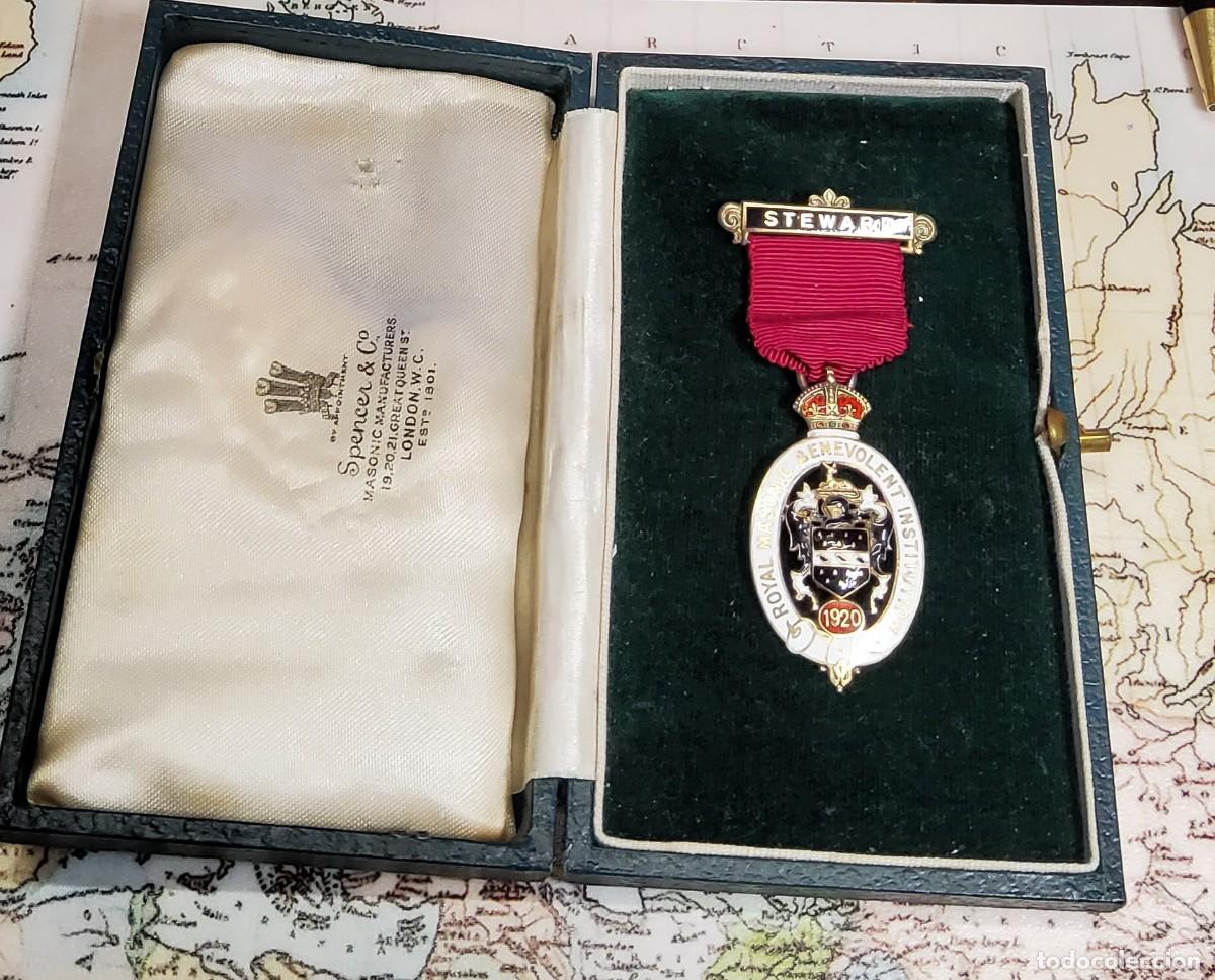 Militaria: MEDALLA MASONICA INGLESA DE PLATA MACIZA.FUNDACION STEWARD DE 1920.EN SU CAJITA ORIGINAL.