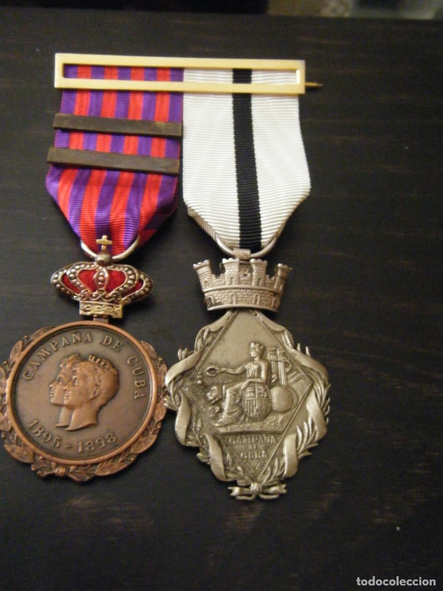 Militaria: PASADOR CON DOS MEDALLAS CAMPA&Ntilde;A DE CUBA