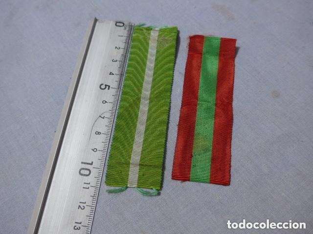 Militaria: Lote 2 cinta de medalla espa&ntilde;ola original. Orden Hasania y medahuia.