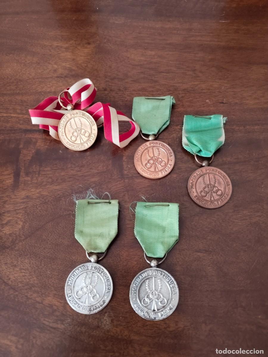Militaria: 5 Medallas Mocidade Portuguesa a&ntilde;os 60. Castelo Branco. Portugal.